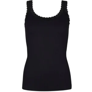 Zwarte microfiber rib top Frida