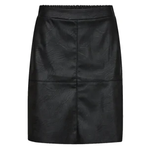 Zwarte PU leather midi rok Harley