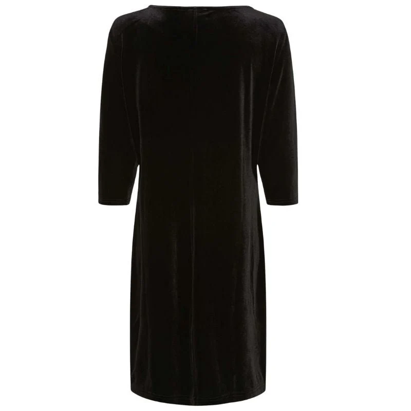 Zwarte velvet driekwartmouw jurk Ewy - Afbeelding 3